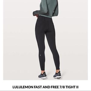 LuluLemon Fast and Free High Rise 7/8 Tight Legging Size 8